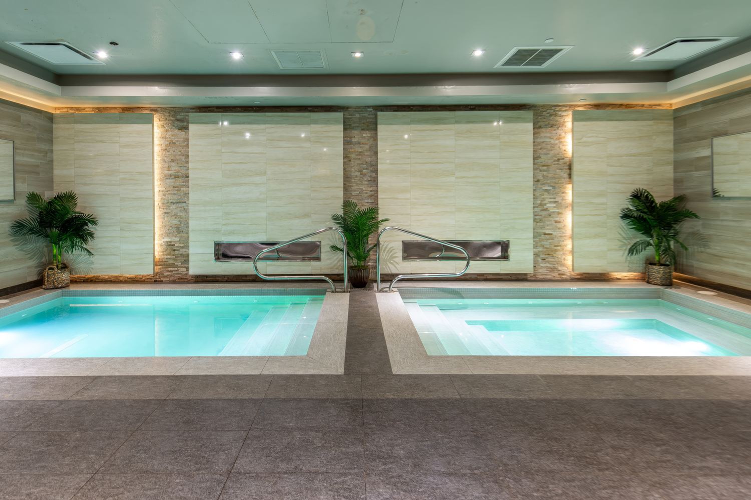 Hot and cold plunge pools at an Anatomy Wellness Sanctuary
